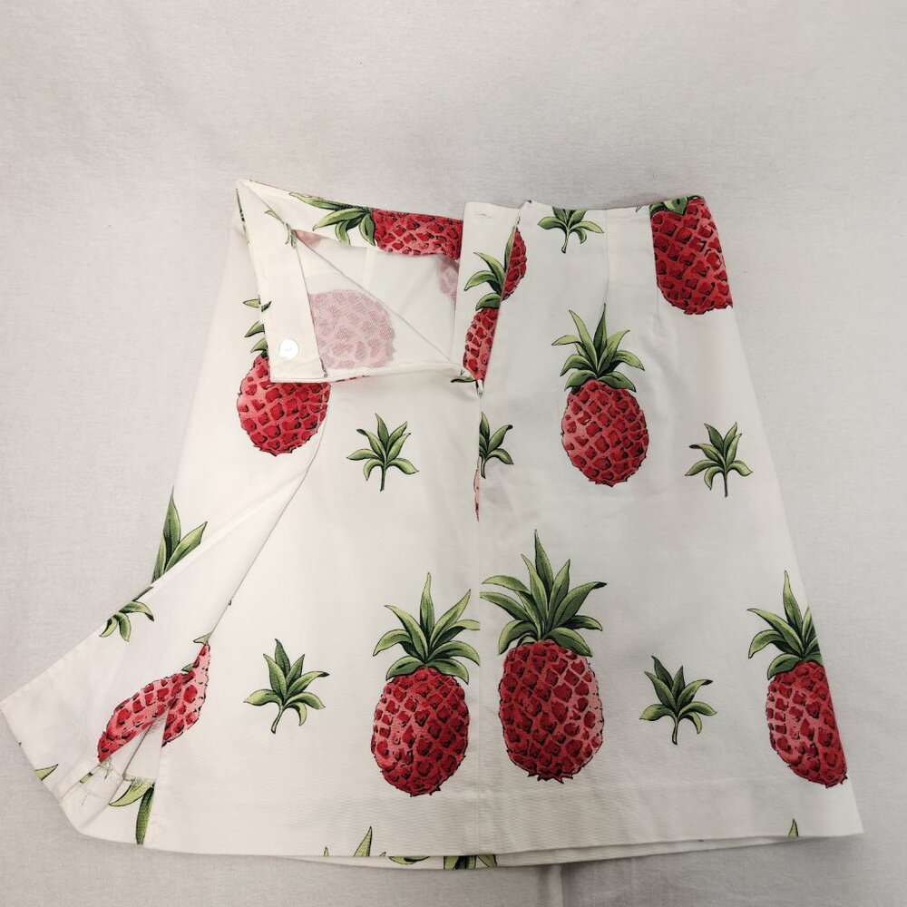 TALBOTS Stretch Preppy Ivory Tropical Pineapple Skirt Size Petites 8 LIKE NEW! - Picture 6 of 16